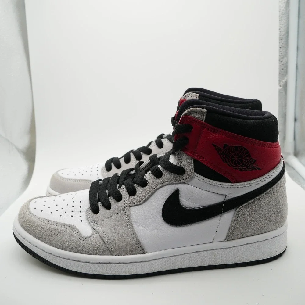Nike Air Jordan 1 Retro High OG Light Smoke Grey 555088-126 Mens 8.5 White Red